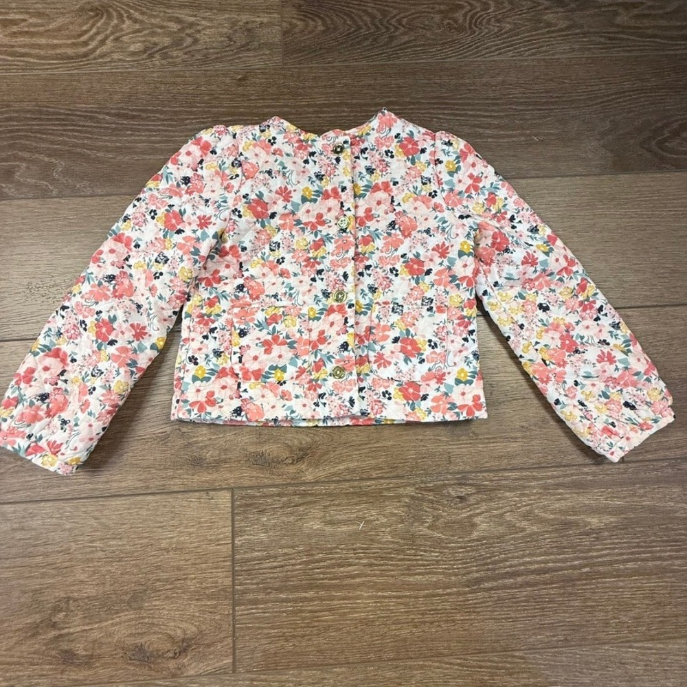Janie and Jack Girls Quilted Floral Jacket Sz 6 Lightweight, Button Front - Picture 2 of 12
